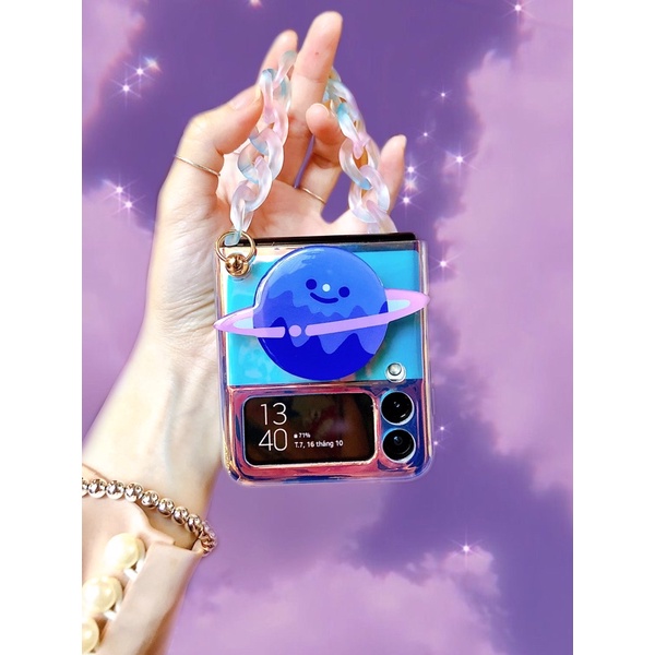 [HÀNGSẴN] Ốp Z Flip 3 / Z Flip 4 hologram kèm popsocket planet có dây xách ombre / Z Flip3 / ZFlip3 / Z Flip4/ ZFlip4