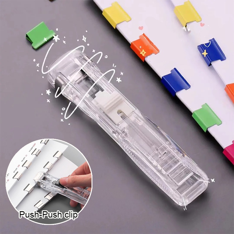 Kim bấm trong suốt mini sinh viên dễ thương không có móng tay bấm kim không đánh dấu thư mục phân loại giấy
