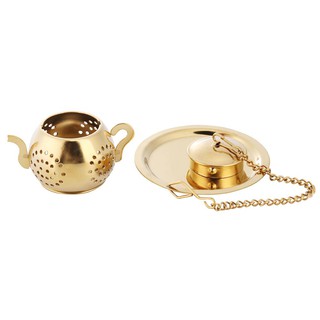 Gold Stainless Steel Tea Spoon Infuser Holder Filter Tea Strainer with Base *DC