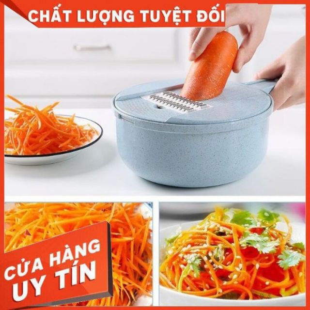 Dụng cụ bào sợi cắt nạo thái lát rau củ quả lúa mạch 4 lưỡi và 9 chức năng thông minh cao cấp