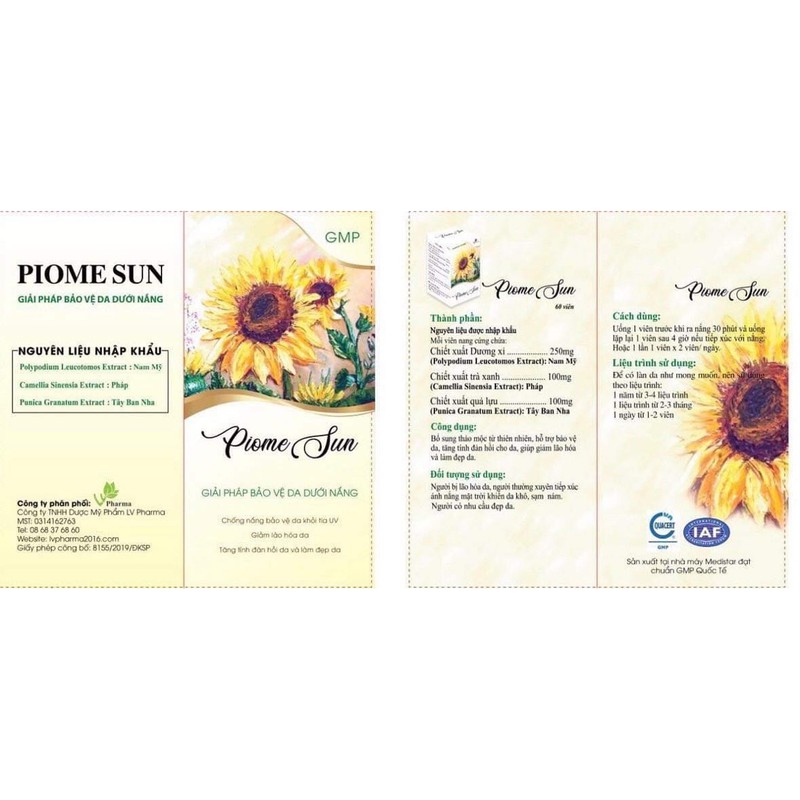 VIÊN UỐNG CHỐNG NẮNG PIOME SUN