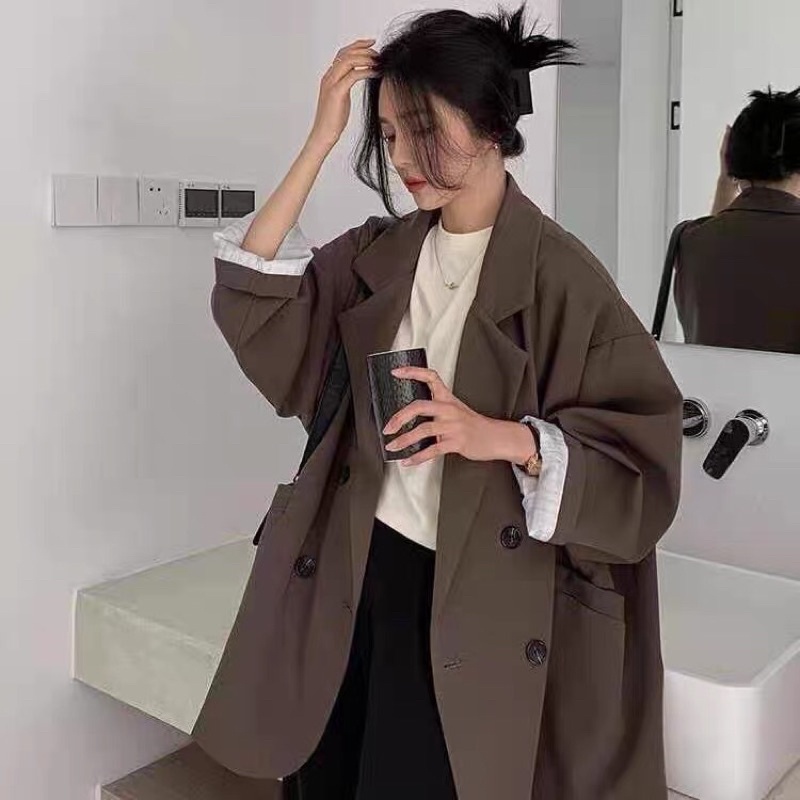 Khoác blazer form rộng phong cách hàn quốc kèm ảnh thật