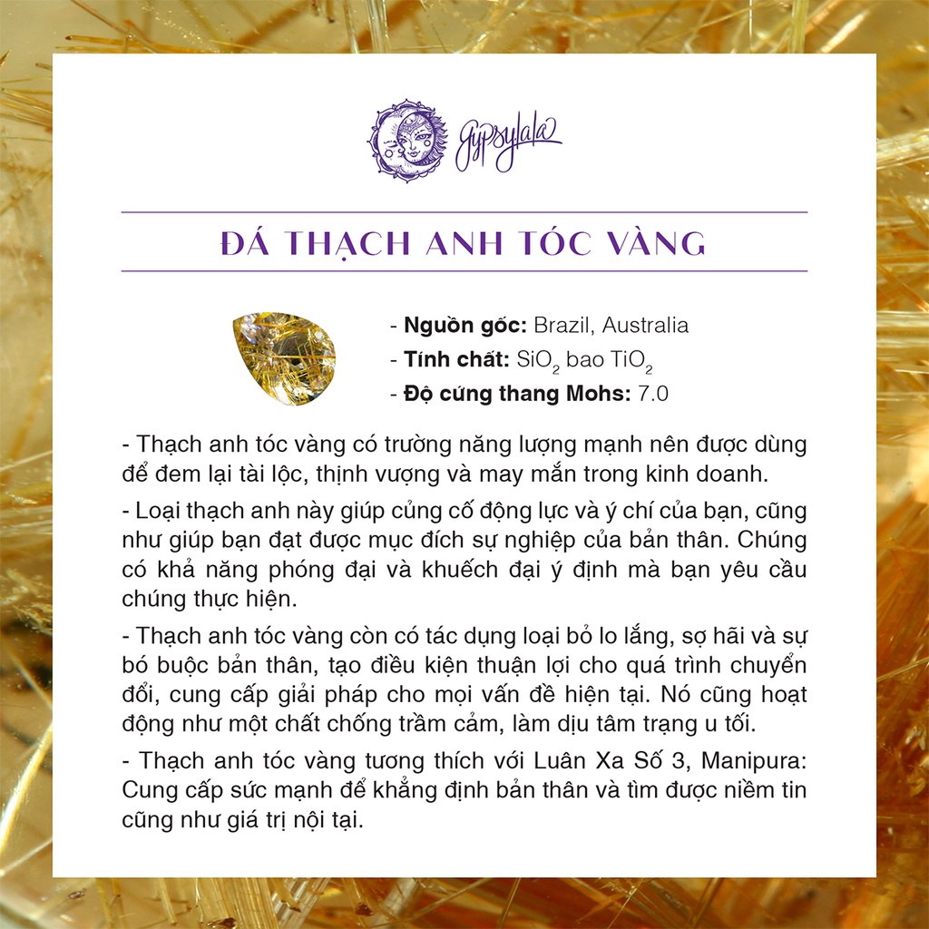 Nhẫn Hồ Ly Đá Thạch Anh Tóc Vàng Thiên Nhiên Phong Thuỷ   SP003826 Gypsy.lala