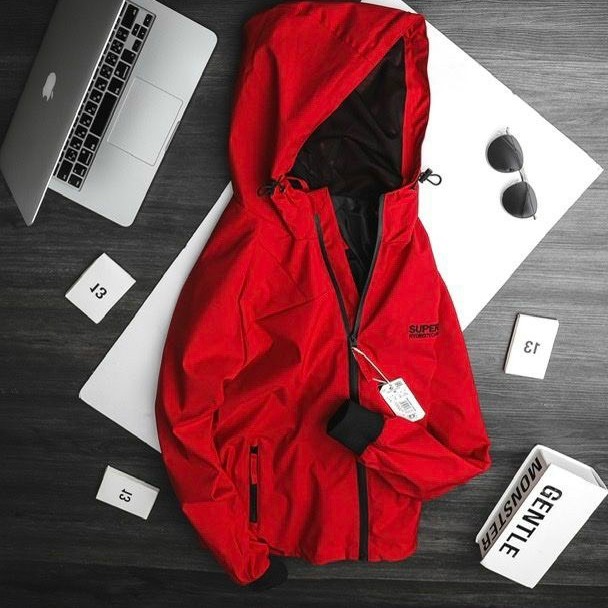 Áo khoác dù nam cao câp julido store, áo khoác nam hai lớp màu đỏ thêu chữ có mũ đẹp 2021 kdn0014