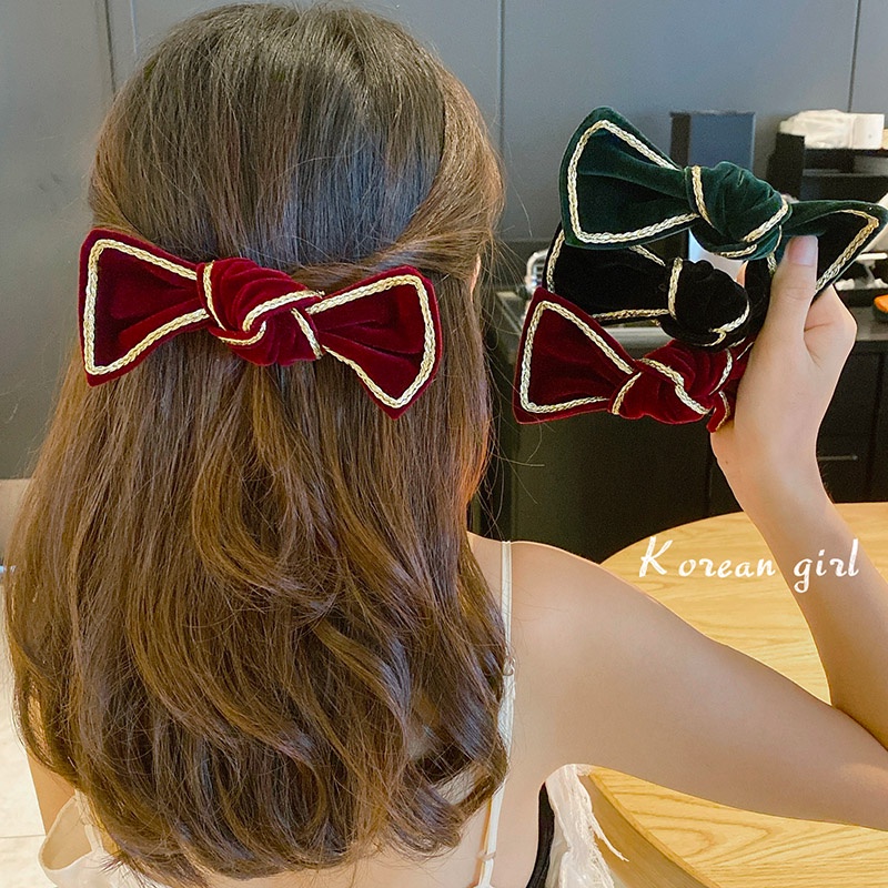 Dây Buộc Tóc Đính Nơ Phong Cách Retro