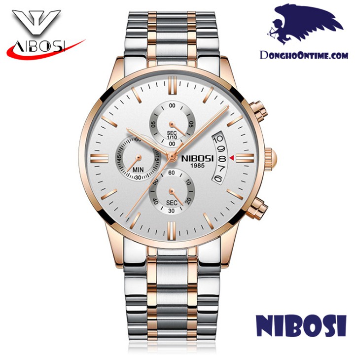 ĐỒNG HỒ NAM NIBOSI 2309 DÂY THÉP ĐÚC KHÔNG GỈ 6 KIM QUAY (DEMI)