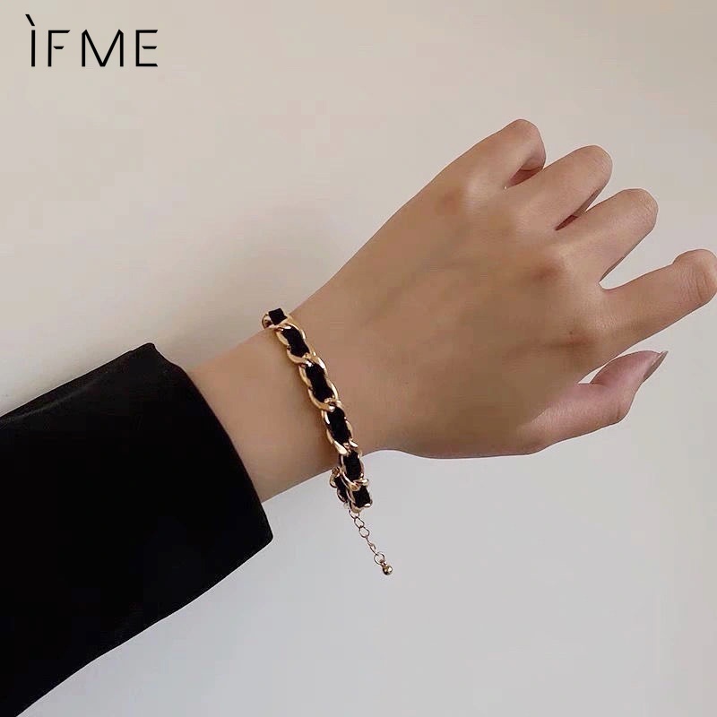 Vòng đeo tay IF ME dây bện màu vàng đen thời trang cho nữ