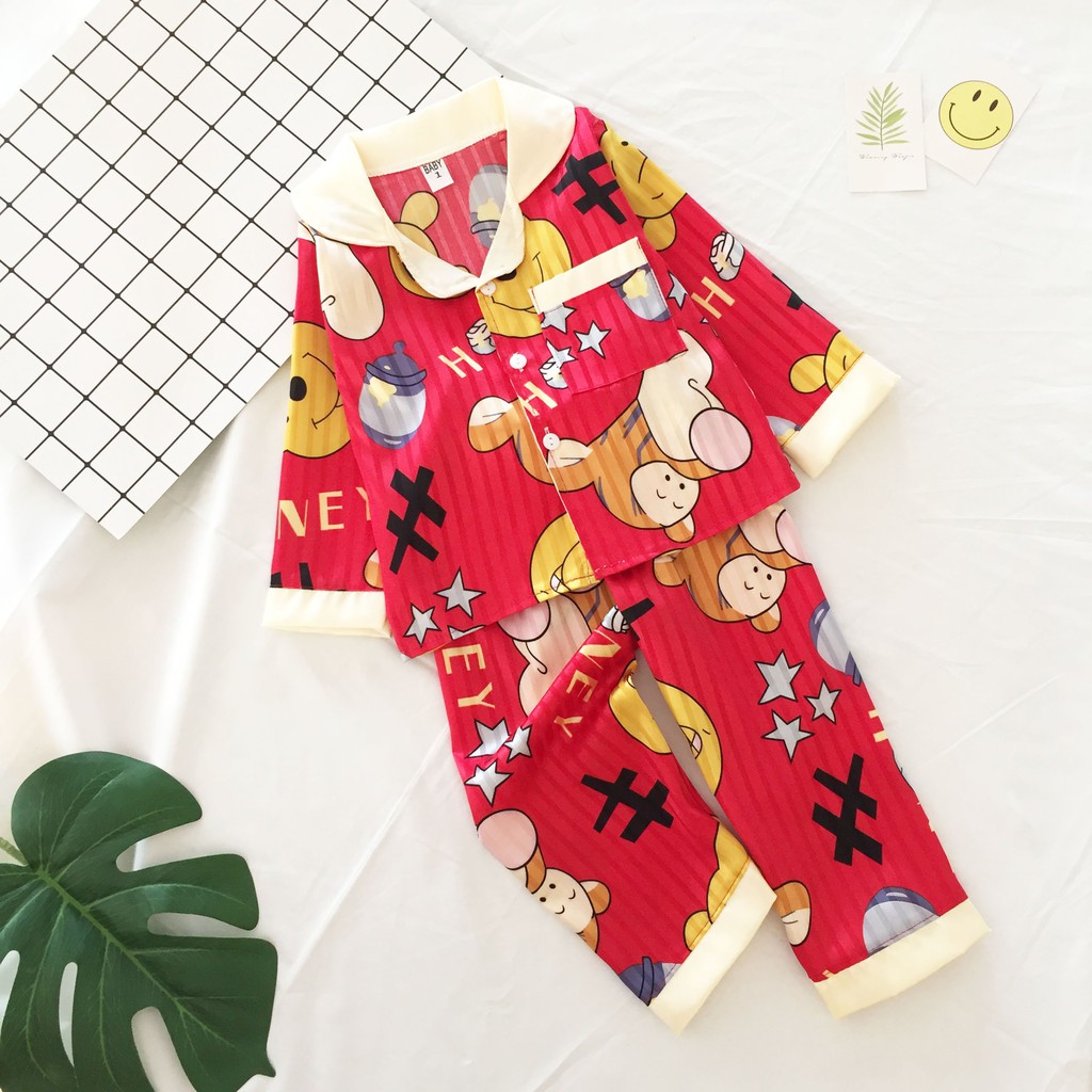 [6 MÀU] Bộ Pijama Dài Tay Chất Gấm Cao Cấp Họa Tiết Đáng Yêu Cho Bé Unchi Store (V433)