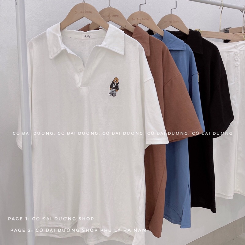 Áo polo thêu gấu
