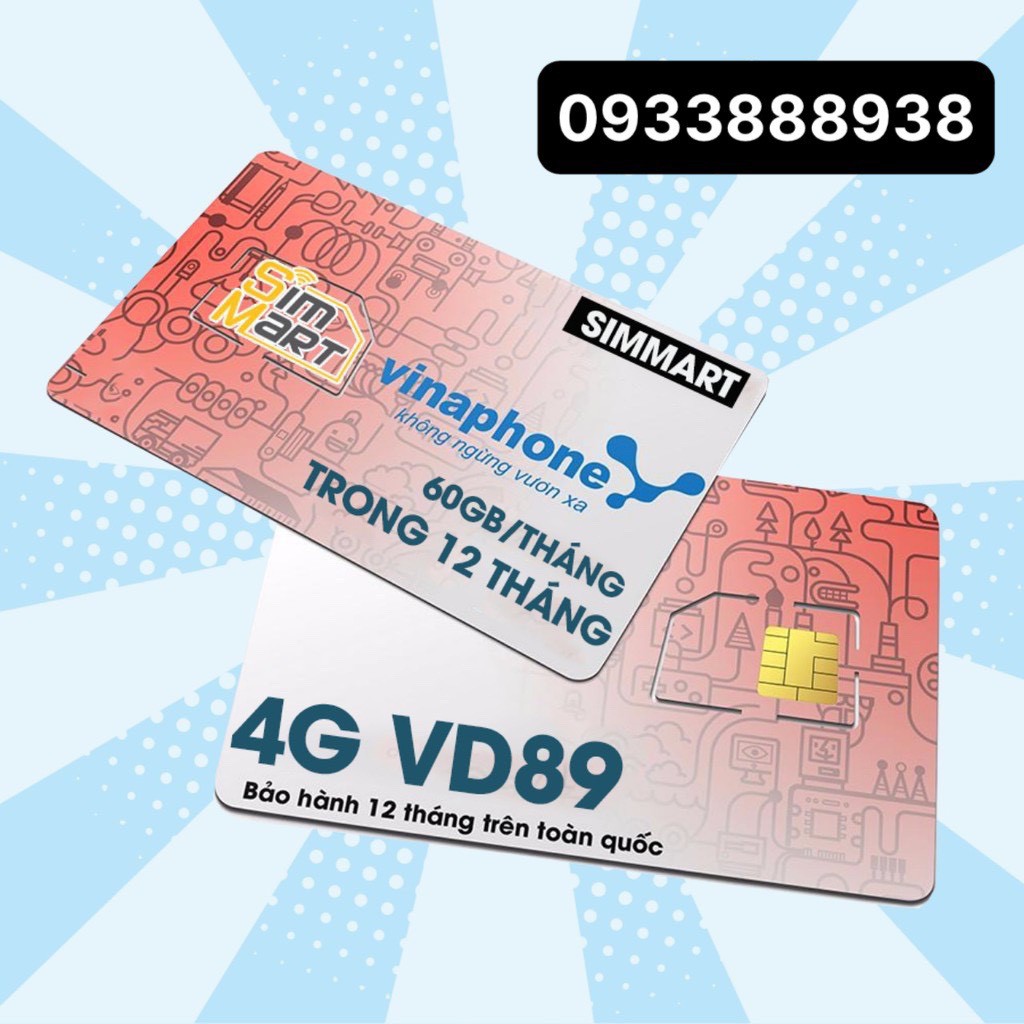 Sim 4G Vinaphone VD89 - 60GB Mỗi Tháng - BH 1 năm