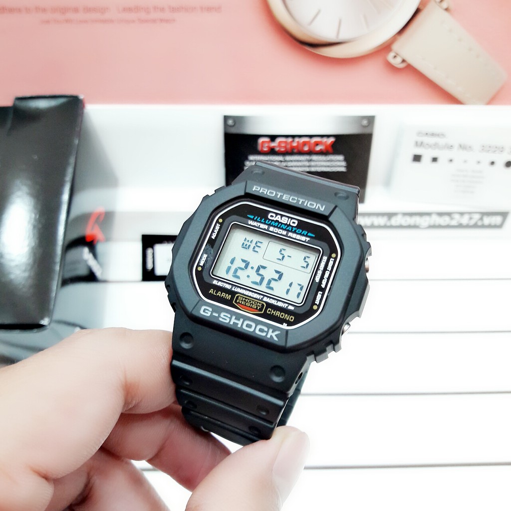 Đồng hồ nam Casio G-Shock DW-5600E-1VDF Chính hãng - Mặt điện tử vuông dây - Chống nước 200 mét