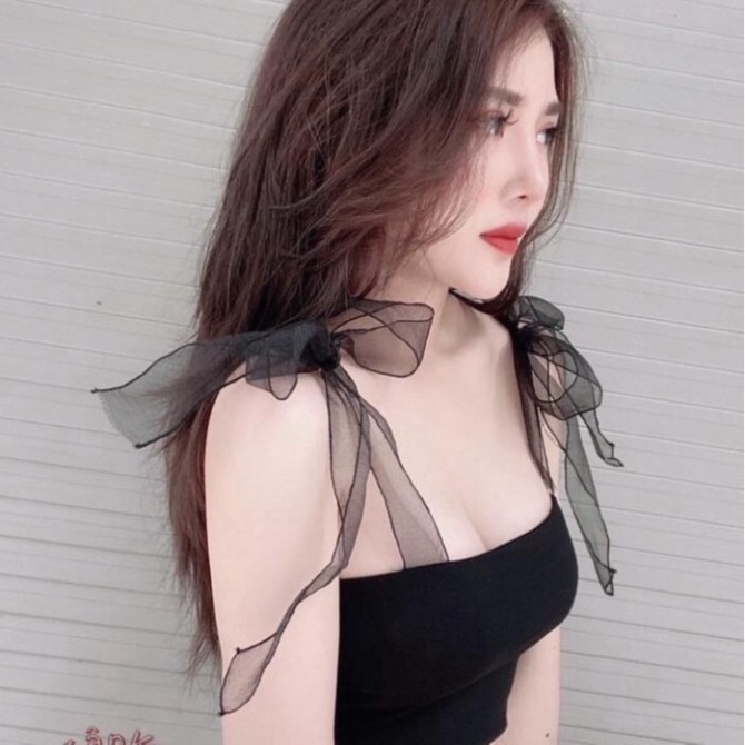 Áo hai dây voan nơ kiểu dáng croptop bánh bèo chất thun cotton đẹp giá hạ nhiệt chào hè RUBY UNISEX