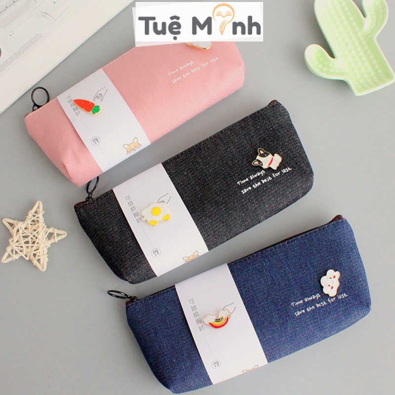 Hộp bút, Bóp viết đính chi tiết dễ thương, đựng đồ đa năng, túi đựng bút đáng yêu