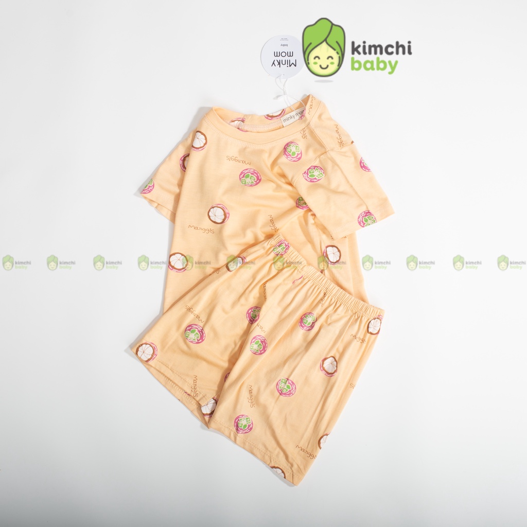 Bộ Cộc Tay Cho Bé Trai, Bé Gái Minky Mom Vải Thun Lạnh Hoạ Tiết Hoa Quả, Bộ Quần Áo Trẻ Em Mặc Nhà MKM2203