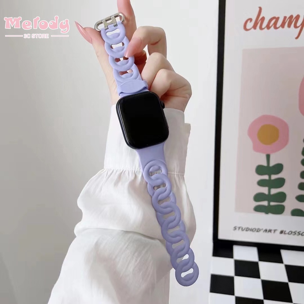 Dây Đeo Silicone Mềm Cho Đồng Hồ Thông Minh Apple Watch Series 7/6/SE/5/4 iwatch 45/44/42/41/40/38mm