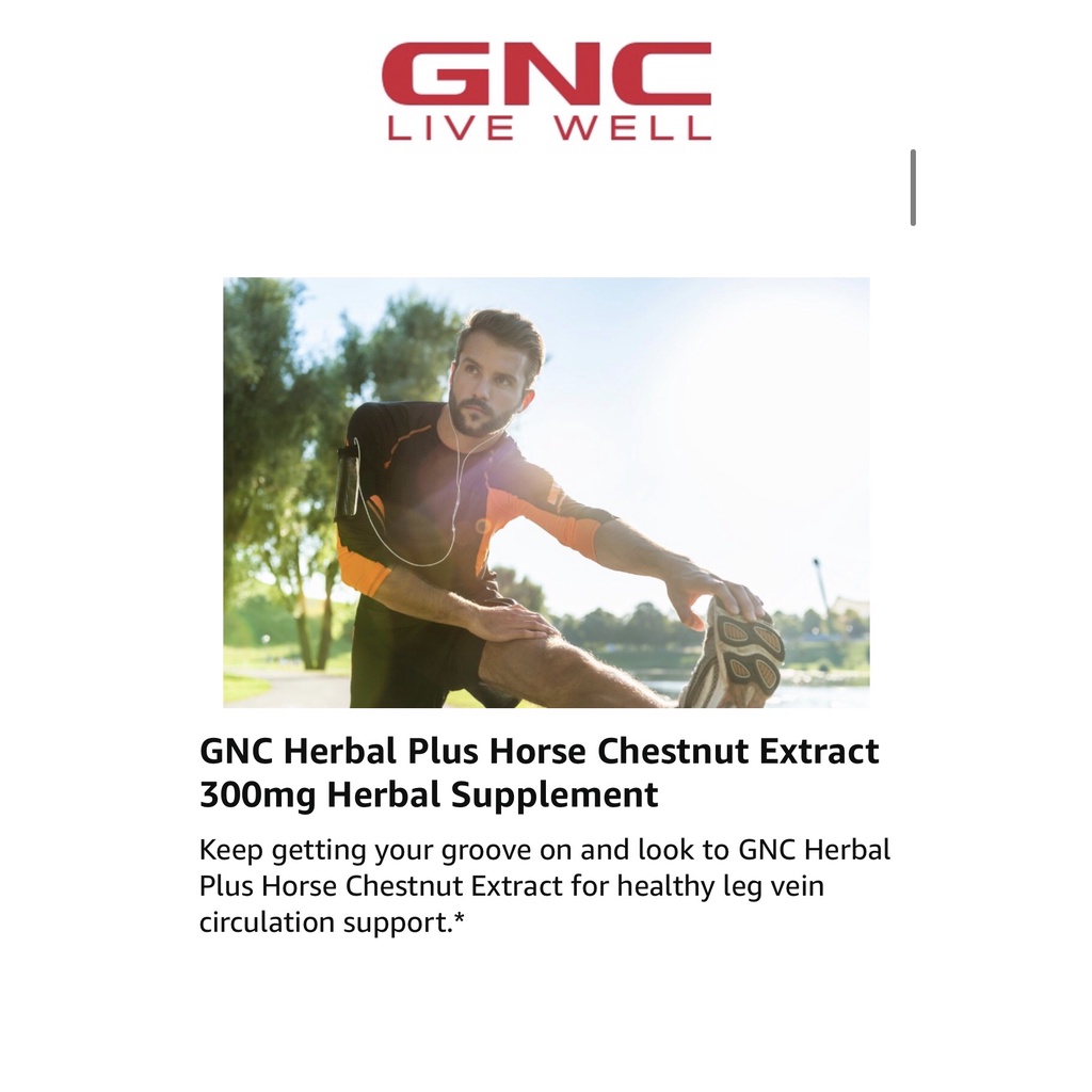 GNC Horse Chestnut Extract 300mg - Viên uống chiết xuất từ hạt dẻ ngựa hỗ suy giãn tĩnh mạch chân