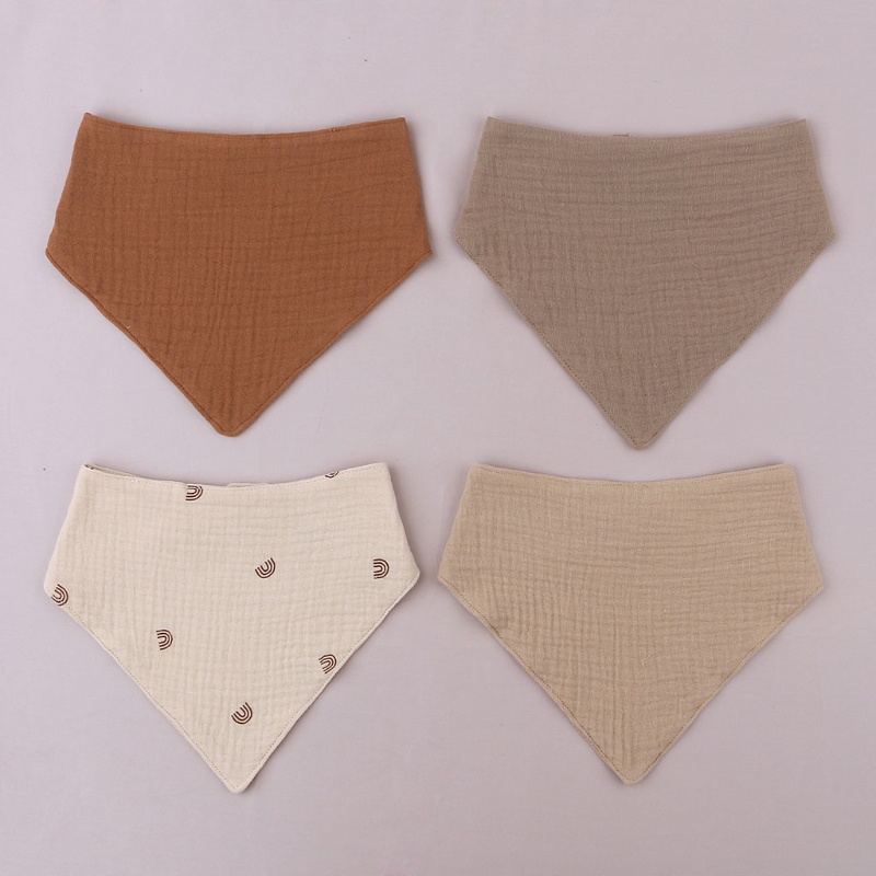 Yếm Ăn Chất Liệu Cotton Mềm Màu Trơn Thấm Hút Nước Cho Bé