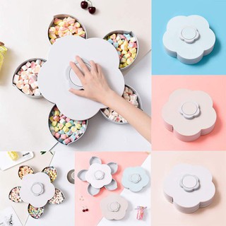 Khay đựng mứt tết, bánh kẹo hoa quả tết 1 tầng 5 cánh xoay 360 độ sang trọng tiện dụng gọn gàng