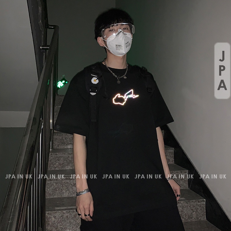 Áo thun tay lỡ nam nữ phản quang Picachu Unisex JPA in UK basic tee mùa hè phông trơn nam nữ oversize form rộng | BigBuy360 - bigbuy360.vn