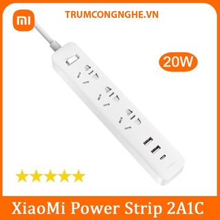 Ổ cắm điện xiaomi 3 cổng usb tích hợp sạc nhanh 20w 2a1c