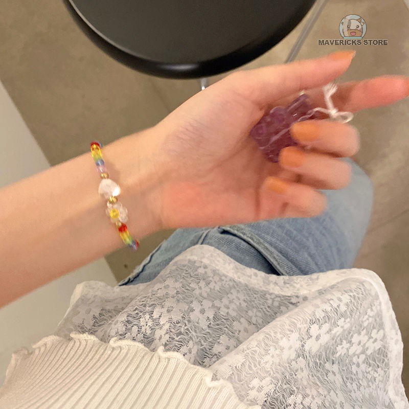Vòng Tay Đính Hạt Pha Lê Hình Hoa Thời Trang Mùa Hè Hàn Quốc Cho Nữ