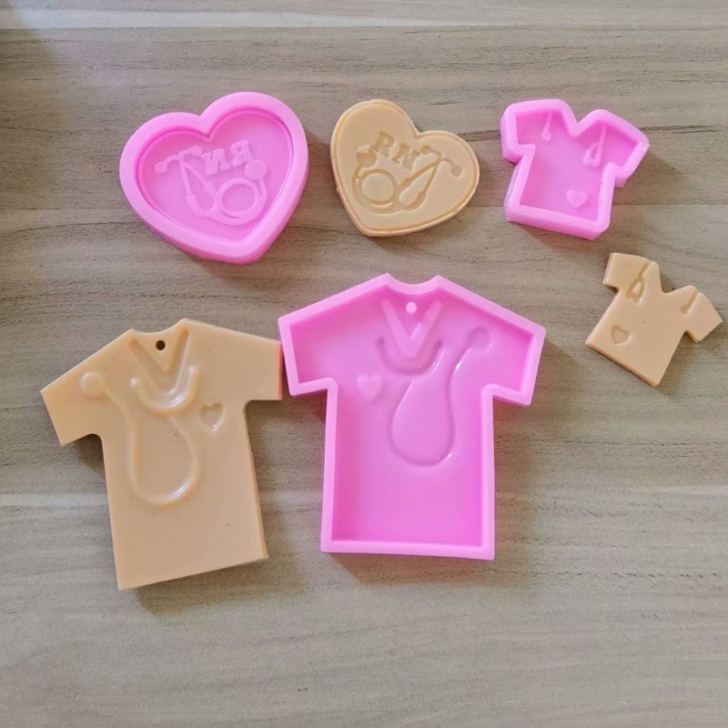 Bộ 3 Khuôn Silicone Tạo Hình Trái Tim Làm Móc Khóa/Trang Sức Thủ Công