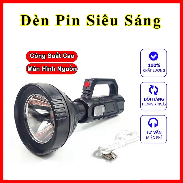 Đèn pin siêu sáng cầm tay SL06 pin trâu, chống thấm nước 3 chế độ sáng cáp sạc micro USB