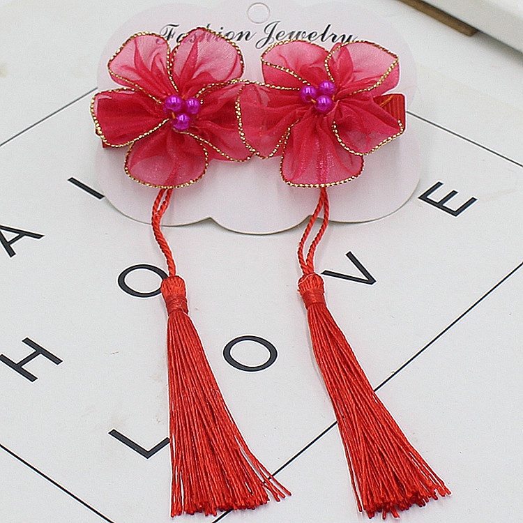 Set 2 Kẹp Tóc Đính Hoa Dễ Thương Cho Bé Gái