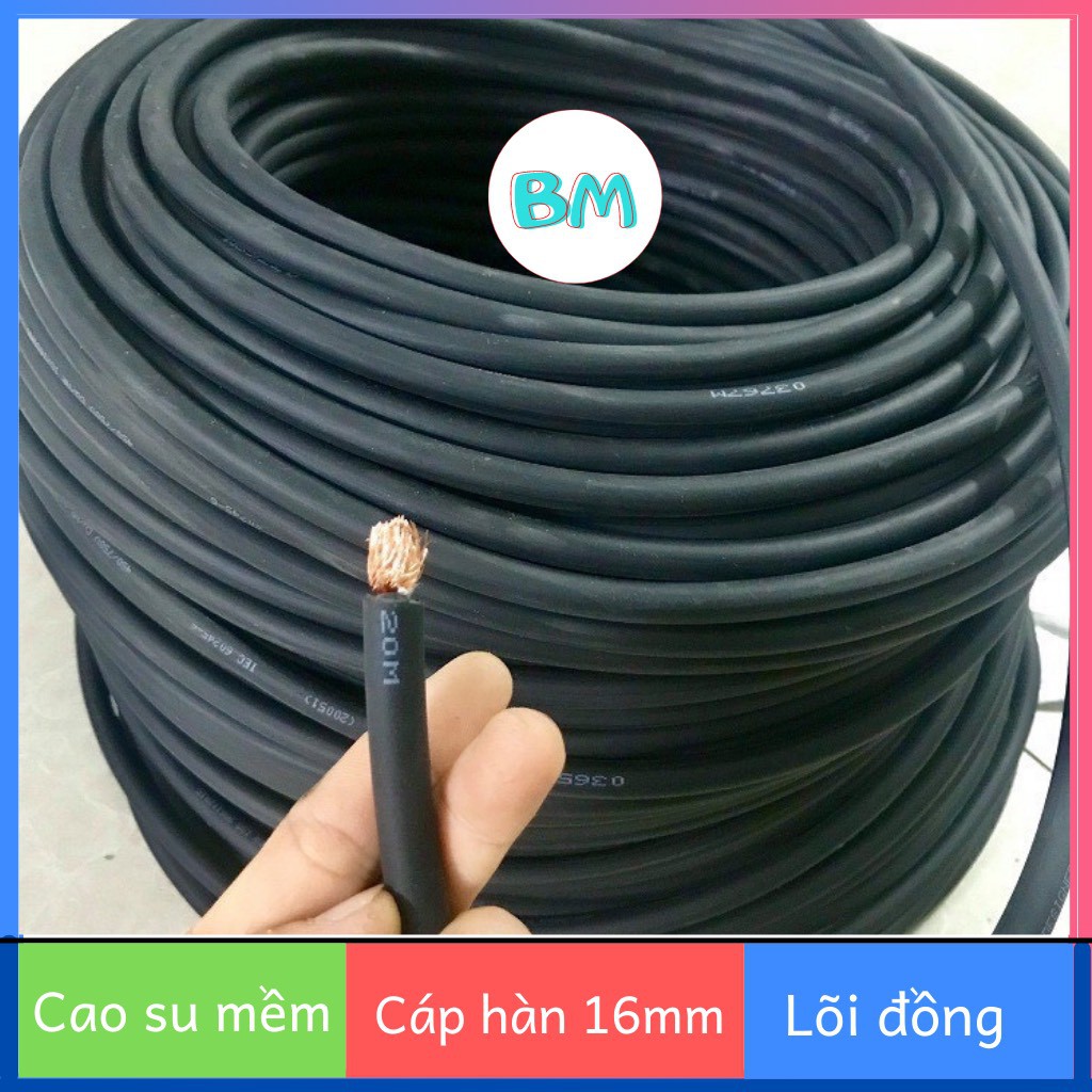 Dây cáp hàn 16mm korea cao su mềm lõi đồng - Giá 10m - Dây cáp hàn dùng cho máy hàn điện tử