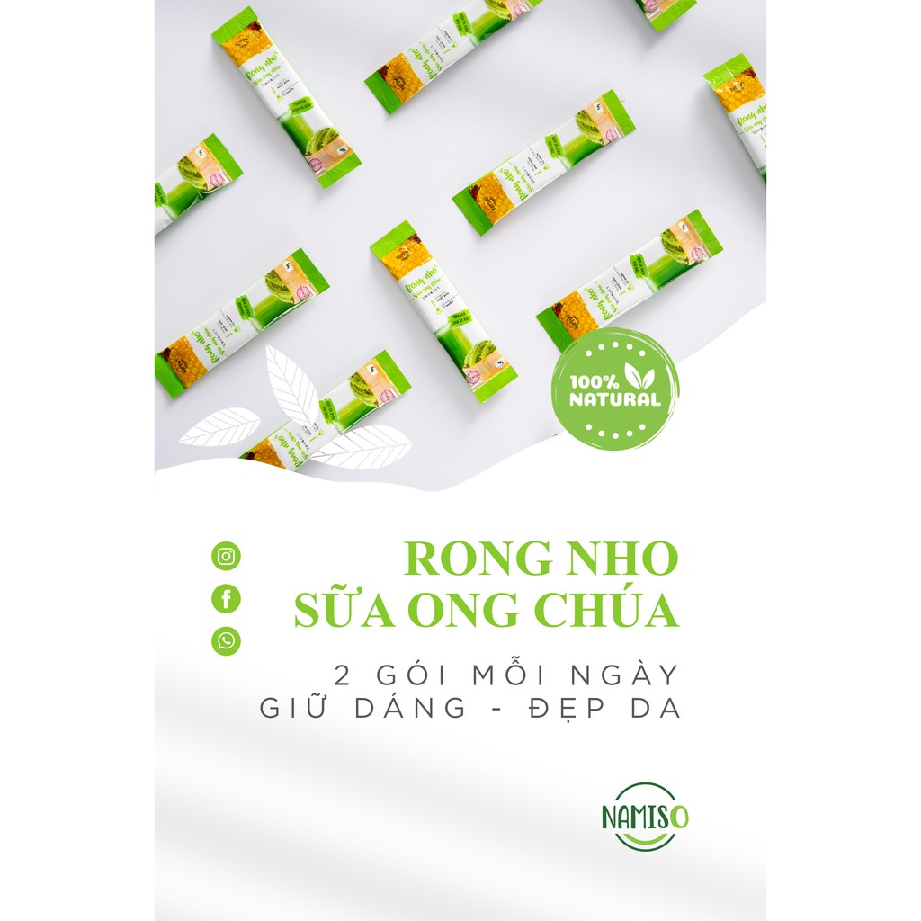 Rong nho sữa ong chúa Namiso hộp 15 gói giúp giữ dáng, đẹp da tăng cường sức khỏe.