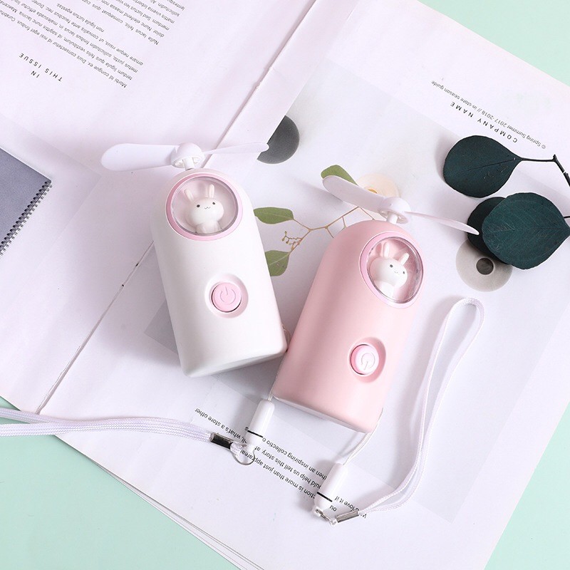 Quạt Mini Tích Điện Cầm Tay Hình Chú Thỏ Xinh Xắn (Tặng kèm dây sạc) | BigBuy360 - bigbuy360.vn
