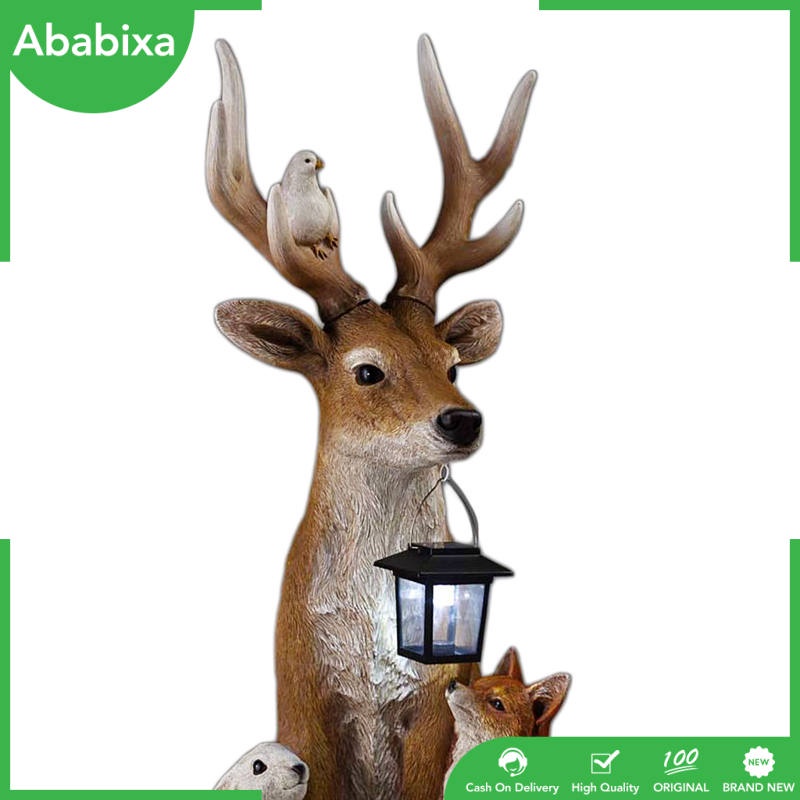 [Ababixa] Tượng Điêu Khắc Nghệ Thuật Hình Hươu Năng Lượng Mặt Trời Thiết Kế Đơn Giản Bằng Nhựa Resin Làm Quà Lưu Niệm Trang