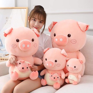 Gấu bông heo đeo máy ảnh cute, heo bông vải mịn đáng yêu