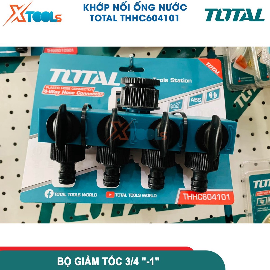 Khớp nối ống nước 4 đầu THHC604101, chất liệu khớp nối ABS, PP với nút ngắt và nút xoay bằng nhựa [CHÍNH HÃNG][XTOOLS]