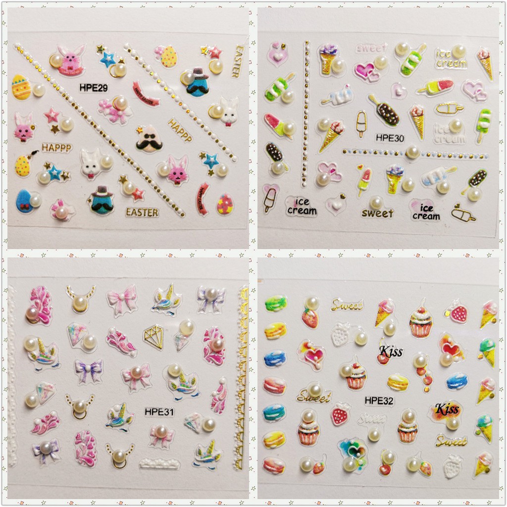 Sticker phối ngọc trai giả chuyên dụng trang trí móng tay nghệ thuật