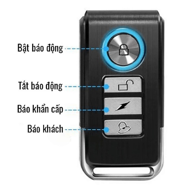 Máy báo động cảm biến rung báo khách cho cửa sổ cửa ra vào hoặc báo động chống trộm ô tô xe máy có remote 2 in 1