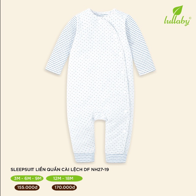 Body cài lệch liền quần bé trai, bé gái Lullaby (sleepsuit)