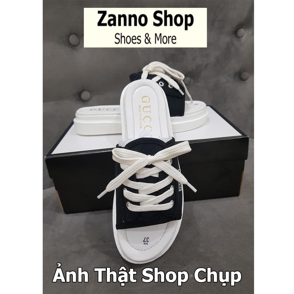 Dép Quai Ngang Nữ Dây Buộc Màu Đen Siêu HOT 2022, Dép Đế Bánh Mỳ Cao 3cm Form Ôm Chân