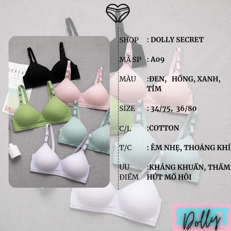 Áo lót nữ bra su đúc mát chống chảy xệ đệm mỏng không gọng dolly secret a09 - ảnh sản phẩm 2