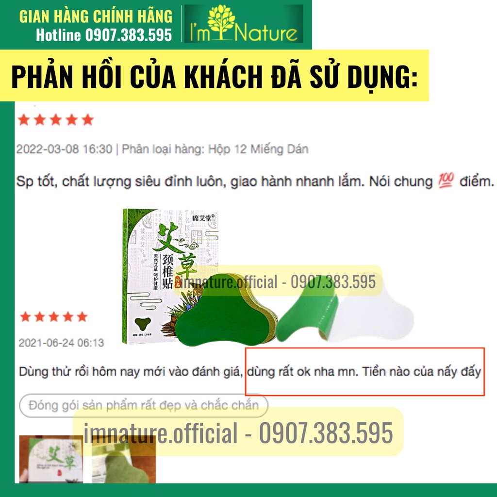 Hộp 12 Miếng Dán Ngải Cứu Vai Gáy Giảm Đau Cổ Vai Gáy, Thải Độc