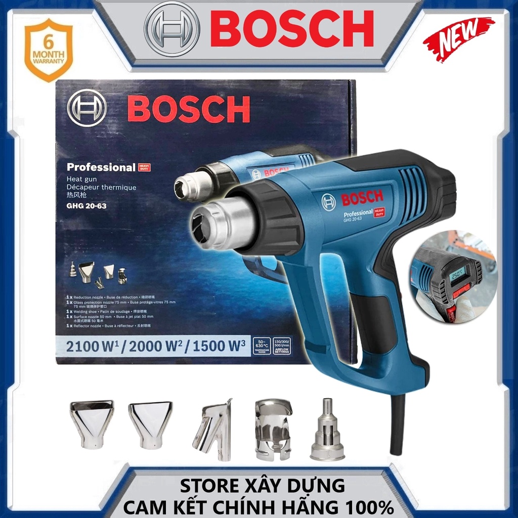 MÁY THỔI HƠI NÓNG 2000W (50 – 630 °C) BOSCH GHG 20-63-HÀNG CHÍNH HÃNG