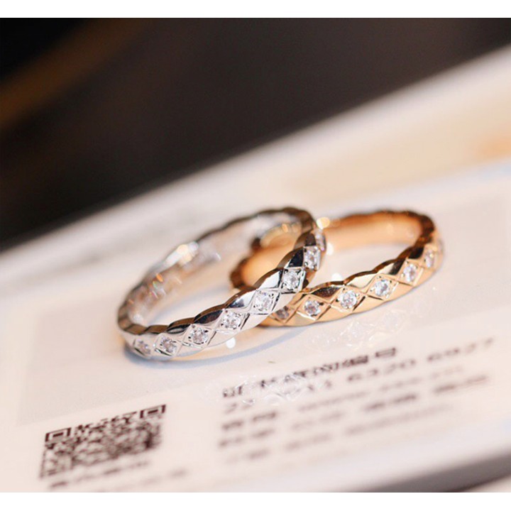 Nhẫn titan góc cắt hình kim cương đính đá siêu đẹp, bền màu, hợp thời trang - Tặng hộp đựng sinh xắn