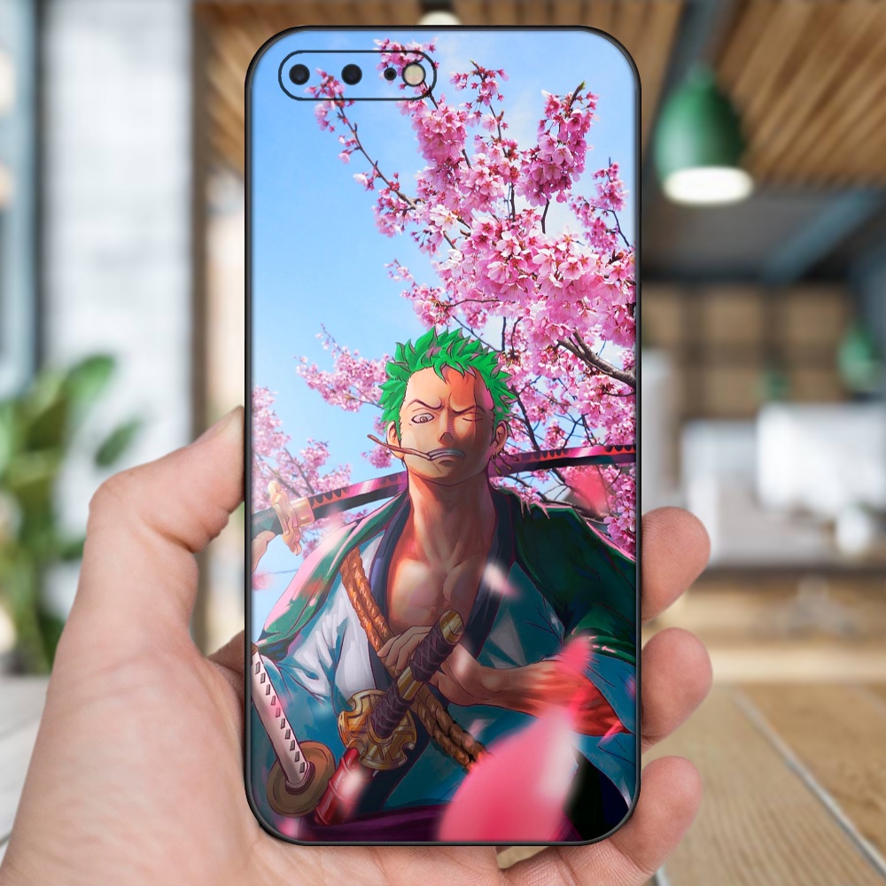 Ốp lưng iPhone 7 Plus, 8 Plus dẻo đen cạnh vuông in hình Zoro One Piece