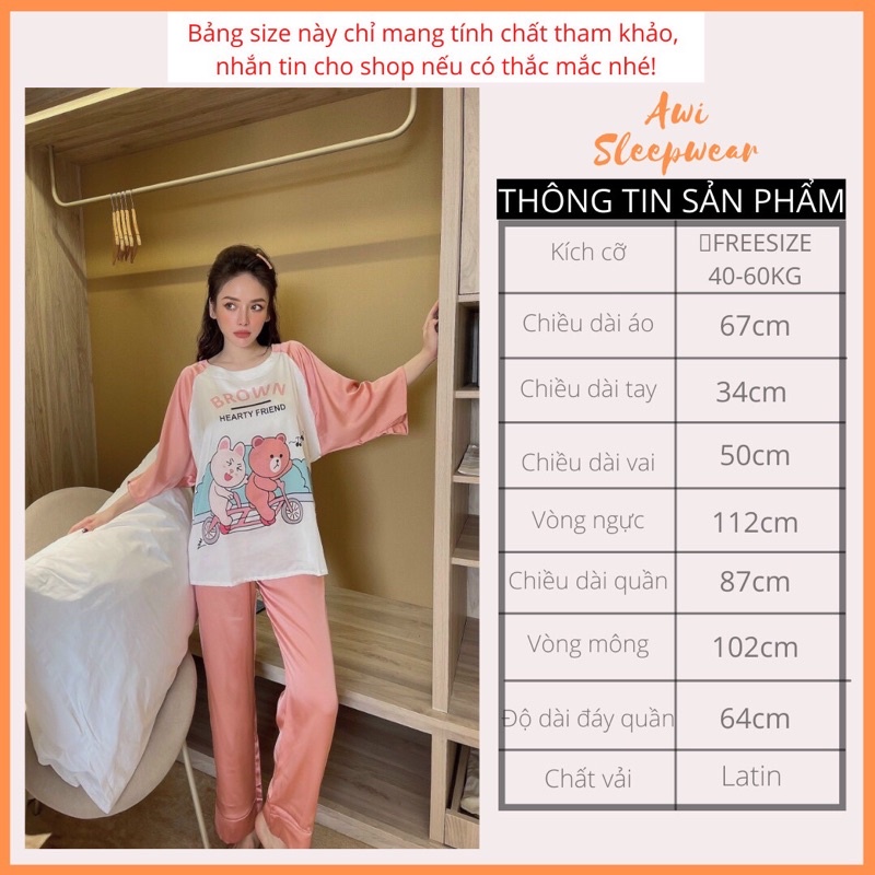 Bộ Mặc Nhà Gấu Thỏ Xinh Xắn Chất Latin Mát Mịn Sam Luxury - Awi Sleepwear