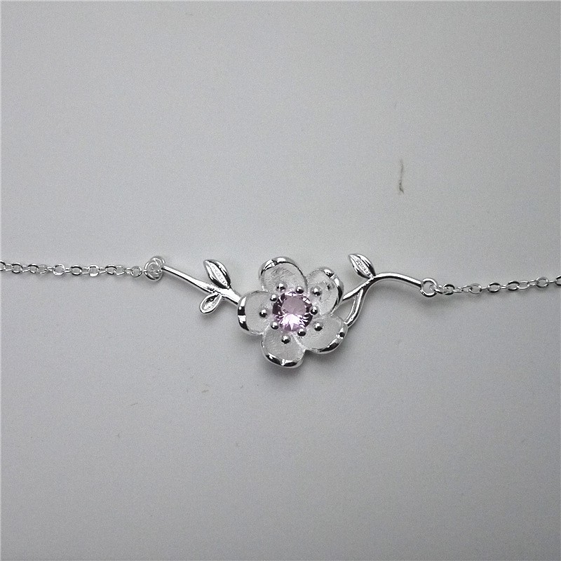 Dây chuyền bạc kiểu dáng hoa đào xinh xắn phong cách Hàn Quốc ANTA Jewelry - ATJ7004