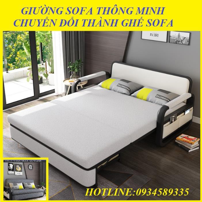 GIƯỜNG SOFA ĐA NĂNG GẤP GỌN, GHẾ SOFA THÔNG MINH NỆM BỌT BIỂN KHUNG THÉP KHÔNG GỈ M359 1m5 x 1m9