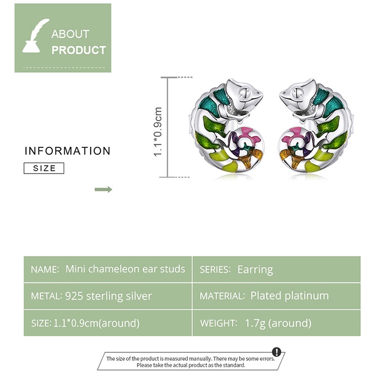 Đôi bông tai BAMOER bse587 bằng bạc 925 hình tắc kè hoa thời trang cho nữ