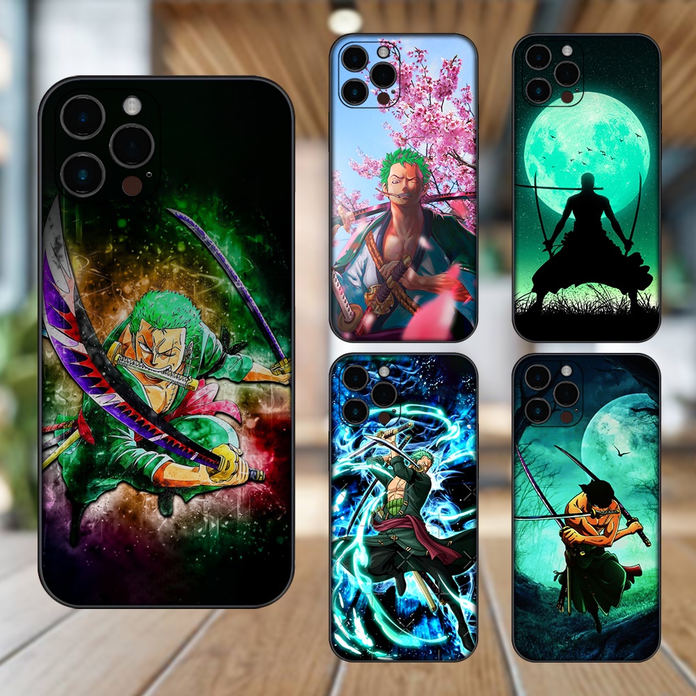 Ốp lưng iPhone 12 Pro Max dẻo đen cạnh vuông in hình Zoro One Piece