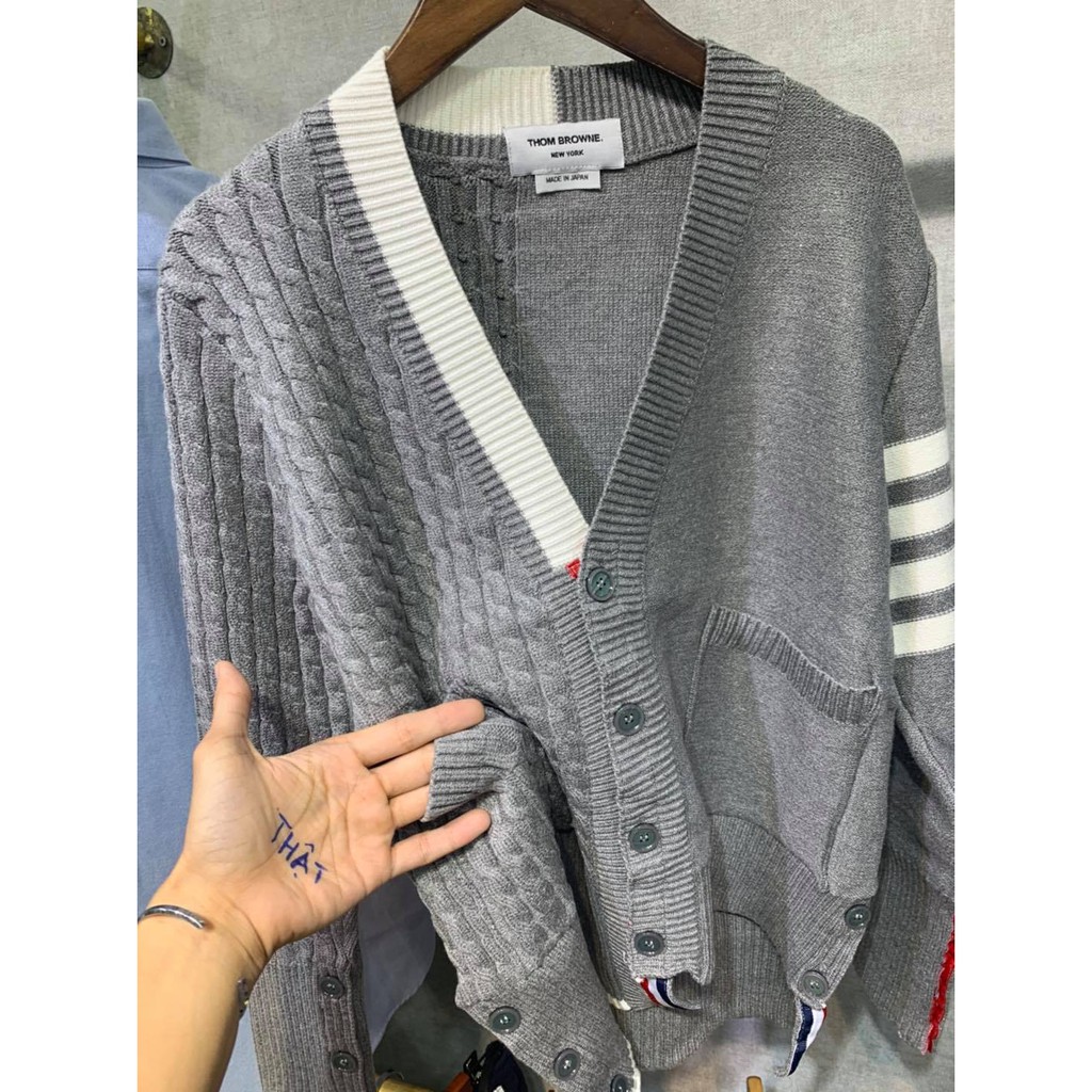 Áo Len Cardigan Thom Browne Viền Vằn