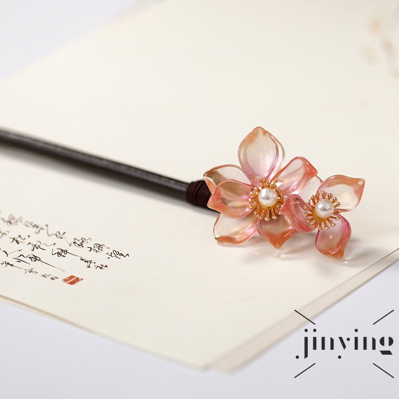 GETNOIVAS Trâm cài tóc gỗ đính hoa pha lê thủ công phong cách Retro Hán Phục cho nữ